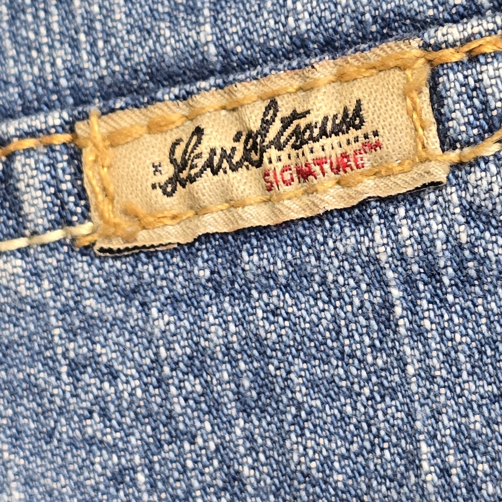 Levi's Signature Medium Wash Stretch Hi Rise Denim Jean Shorts Misses 16 - Picture 4 of 8